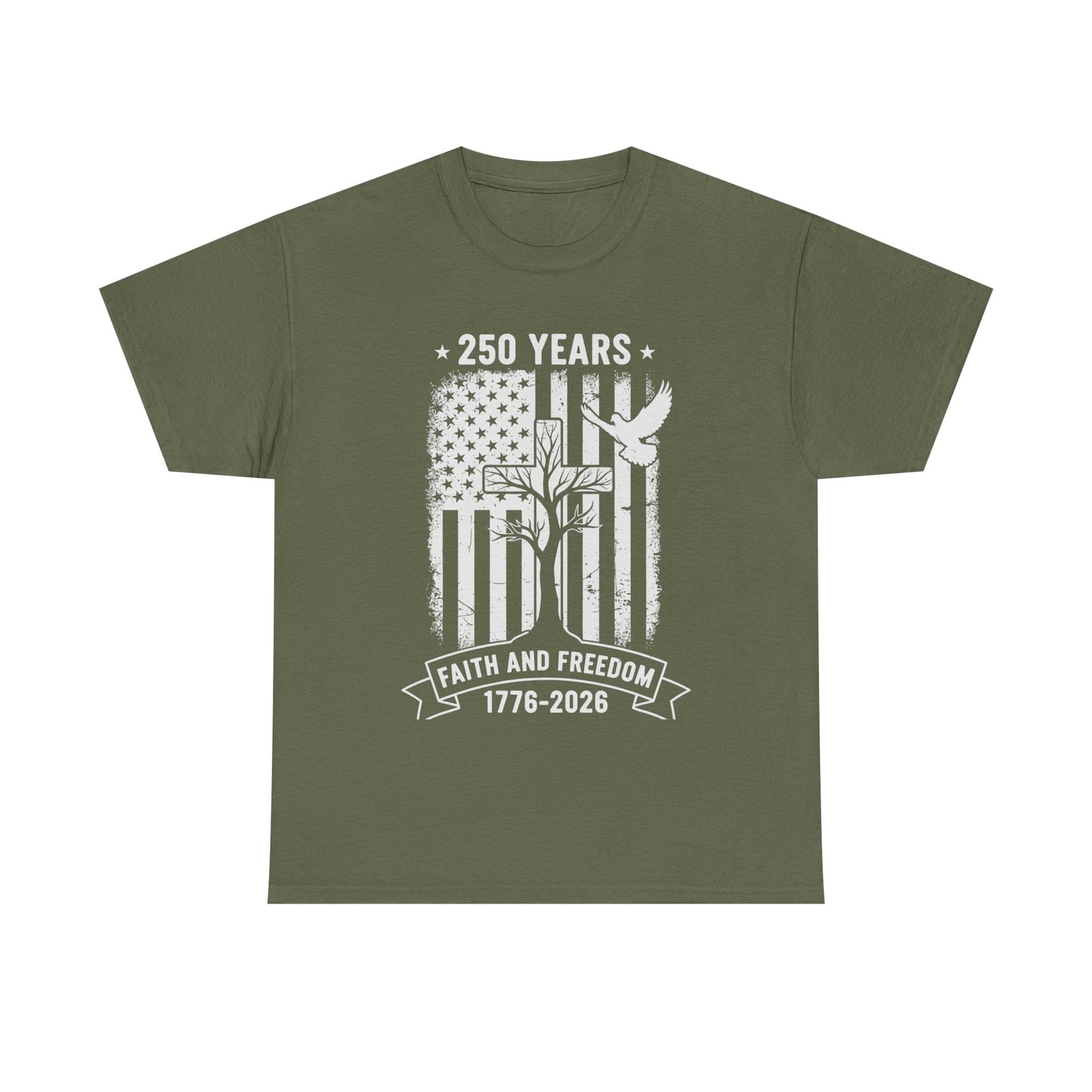 Faith & Freedom Tee- 250 Years American Flag Patriotic T-Shirt